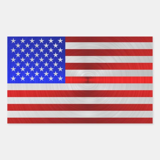 米国国旗のメタル2 長方形シール (正面)