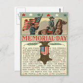 米国国旗のメダル行進ユニオン兵士の騎兵 ポストカード (正面/裏面)