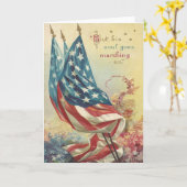 米国国旗のメモリアルデー花 カード (黄色い花)