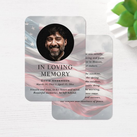米国国旗のメモリアル写真祈りの言葉カード (デスク)