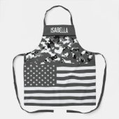 米国国旗のモノクロ迷彩柄カスタム エプロン (正面)