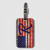 米国国旗のモノグラムのラゲッジタグ ラゲッジタグ (正面縦)