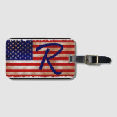 米国国旗のモノグラムのラゲッジタグ ラゲッジタグ (正面横)