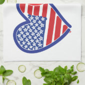 米国国旗のユニオンジャック国旗のハート キッチンタオル (折り畳み)