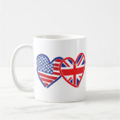 米国国旗のユニオンジャック国旗のハート コーヒーマグカップ (左)