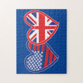 米国国旗のユニオンジャック国旗のハート ジグソーパズル (縦)