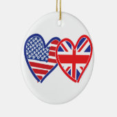 米国国旗のユニオンジャック国旗のハート セラミックオーナメント (右)