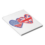 米国国旗のユニオンジャック国旗のハート ノートパッド (アングル)