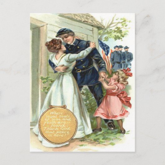 米国国旗のユニオン内戦の兵士ホーム ポストカード (正面)