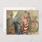 米国国旗のユニオン内戦メダルイーグルリース ポストカード (正面/裏面)