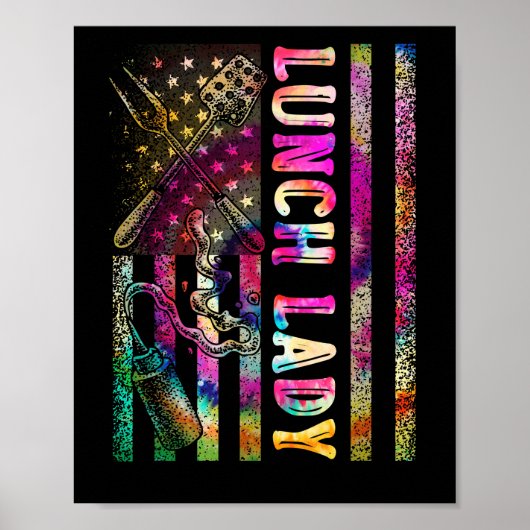 米国国旗のランチレディ新学期シェフ調理師 ポスター (正面)