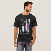 米国国旗のリボン紫の上の月T型(軍隊C) Tシャツ (正面フル)