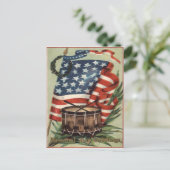 米国国旗のリースドラムメモリアルデー ポストカード (スタンド正面)