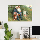 米国国旗のリース墓地トンボストーンフラワー ポスター (ホームオフィス)