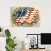 米国国旗のリース花メモリアルデー ポスター (ホームオフィス)