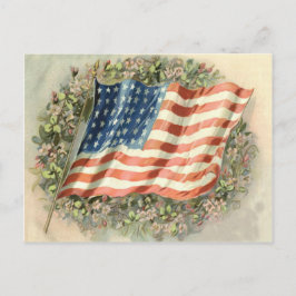 米国国旗のリース花メモリアルデー ポストカード