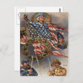 米国国旗のリース軍隊メモリアルデー ポストカード (正面/裏面)