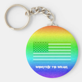 米国国旗のレインボーシールド – 衣服に値 キーホルダー
