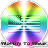 米国国旗のレインボーシールド – 衣服に値 シール (正面)