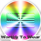 米国国旗のレインボーシールド – 衣服に値 シール (正面)