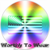 米国国旗のレインボーシールド – 衣服に値 シール (正面)