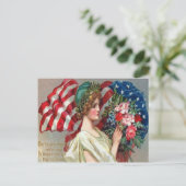 米国国旗のレディーリバティリースメモリアルデー ポストカード (スタンド正面)