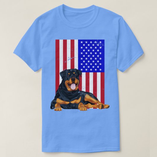 米国国旗のロットワイラー Tシャツ (デザイン正面)