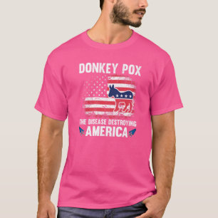 米国国旗のロバ痘アメリカを破壊する病気 Tシャツ