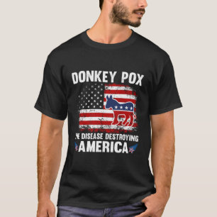 米国国旗のロバ痘アメリカを破壊する病気 Tシャツ