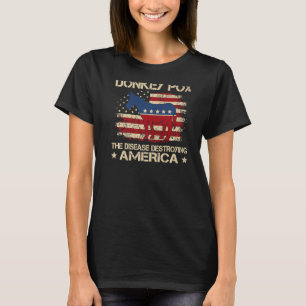 米国国旗のロバ痘アメリカを破壊する病気 Tシャツ