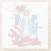 米国国旗のヴァージンメアリー宗教バラ ガラスコースター (裏面)