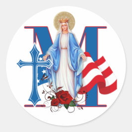 米国国旗のヴァージンメアリー宗教バラ ラウンドシール