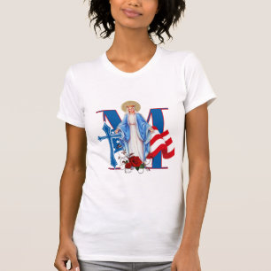 米国国旗のヴァージンメアリー宗教バラ Tシャツ