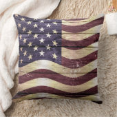 米国国旗のヴィンテージウッド クッション (ブランケット)