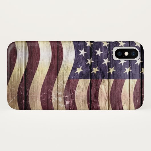 米国国旗のヴィンテージウッド Case-Mate iPhoneケース (裏面(横))