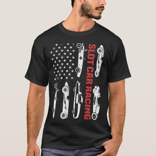 米国国旗のヴィンテージスロットカーレース Tシャツ (正面)