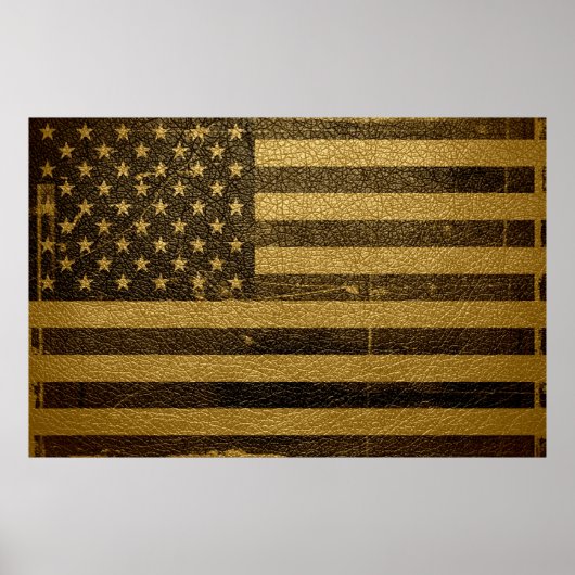 米国国旗のヴィンテージ革 ポスター (正面)