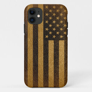 米国国旗のヴィンテージ革#6 iPhone 11 ケース