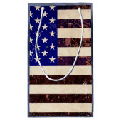 米国国旗のヴィンテージ グランジ スモールペーパーバッグ (裏面)