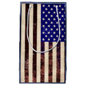 米国国旗のヴィンテージ グランジ スモールペーパーバッグ (正面)