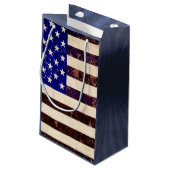 米国国旗のヴィンテージ グランジ スモールペーパーバッグ (裏面アングル)