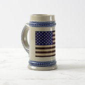 米国国旗のヴィンテージ グランジ ビールジョッキ (正面左)