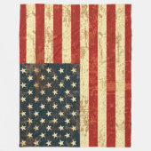 米国国旗のヴィンテージ 動揺して フリースブランケット (正面)