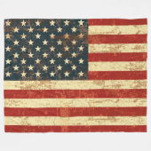 米国国旗のヴィンテージ 動揺して フリースブランケット (正面(横))