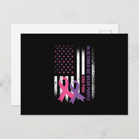 米国国旗の乳がんと家庭内暴力 ポストカード (正面/裏面)