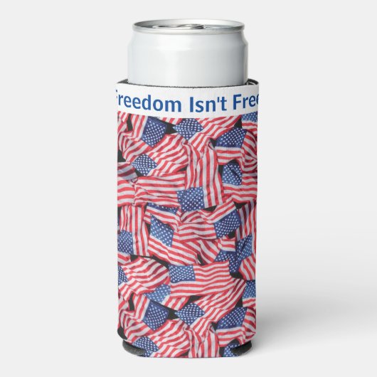 米国国旗の個人名と文字（高） スリム缶クーラー (Seltzer裏面)