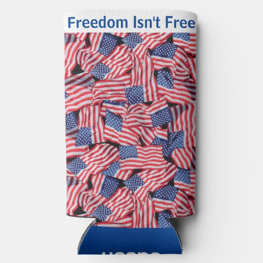 米国国旗の個人名と文字（高） スリム缶クーラー (裏面)