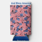 米国国旗の個人名と文字（高） スリム缶クーラー (正面)