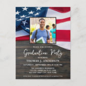 米国国旗の写真カスタム軍隊卒業 インビテーションポストカード (正面)