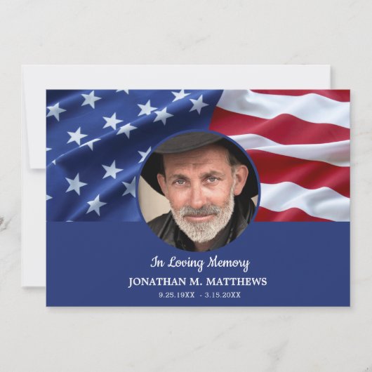 米国国旗の写真愛国記念葬儀 サンキューカード (正面)